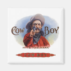 Aimant L'art des étiquettes de cigare vintage, Cowboy att