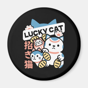 Aimant L'art du chat chanceux – Maneki Neko avec pièce d'