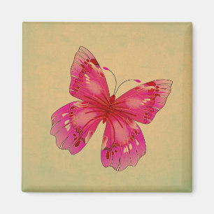Aimant L'art du papillon oriental vintage rose