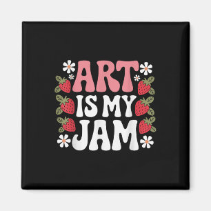 Aimant L'art funky est ma tasse de thé, art rétro drôle p