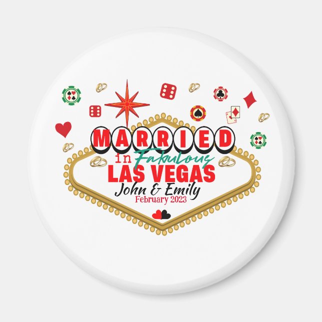 Aimant Las Vegas Marié Couple Correspondant Vacances Neva (Devant)