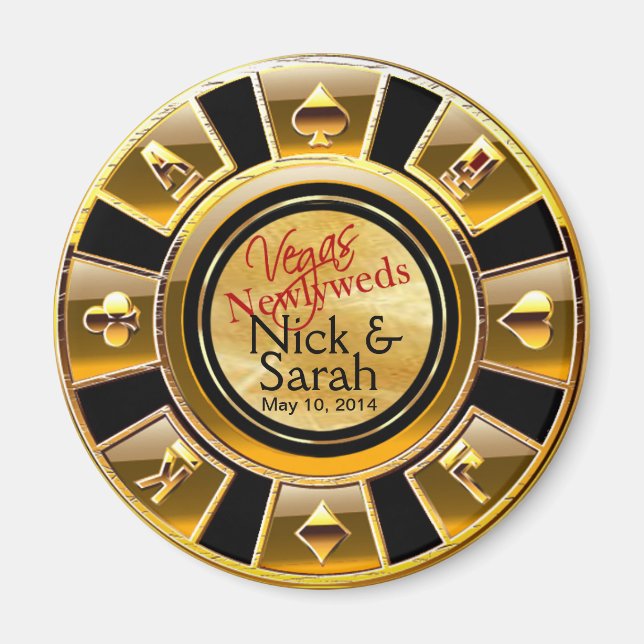 Aimant Las Vegas VIP Gold Black Sand Casino Chip Favorise (Devant)
