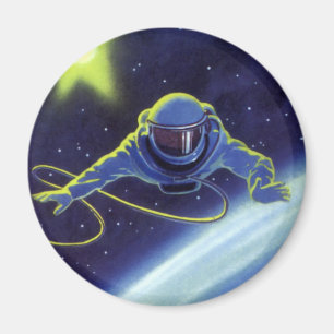 Aimant L'astronaute de science-fiction vintage sur une ma