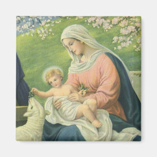 Aimant L'atelier de Joseph avec Marie et l'enfant Jésus