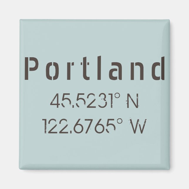 Aimant Latitude et Longitude de Portland (Devant)