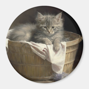 Aimant Lave-linge Ou Portrait De Kitten Gris En Temps De 