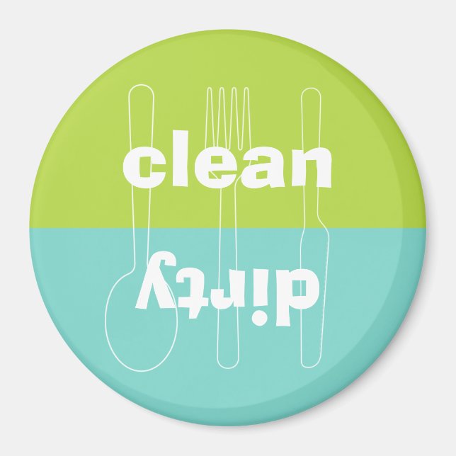 Aimant Lave-vaisselle bleu bleu et sale (Devant)