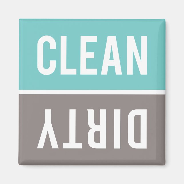 Aimant Lave-vaisselle bleu et gris propre turquoise (Devant)