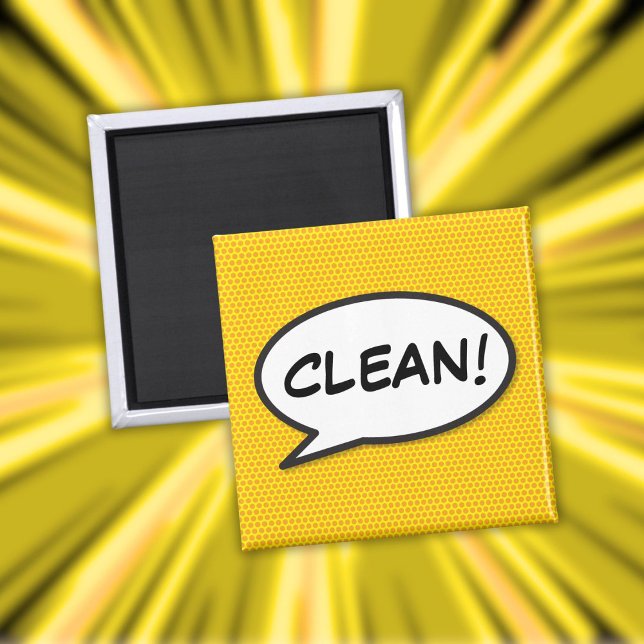 Aimant Lave-vaisselle Clean Fun Retro Comic Book Pop Art (Dishwasher Clean Fun Retro Comic Book Pop Art Magnet)