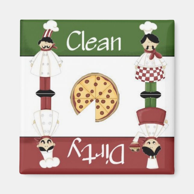 Aimant Lave-vaisselle cuisinière italienne propre ou sale (Devant)