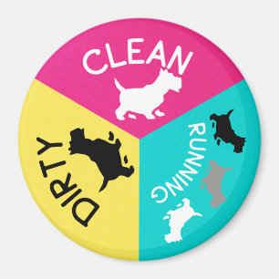 Aimant Lave-vaisselle Grey Chien propre sale Couleur rose