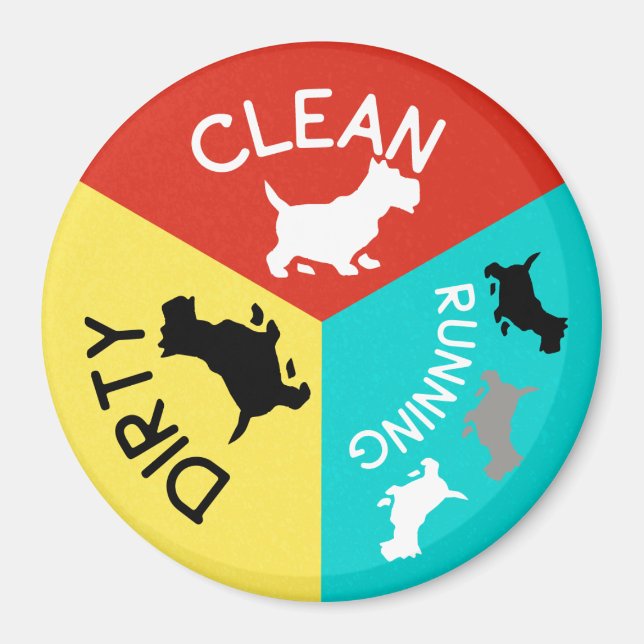 Aimant Lave-vaisselle Gris Chien nettoyant sec Couleur ro (Devant)