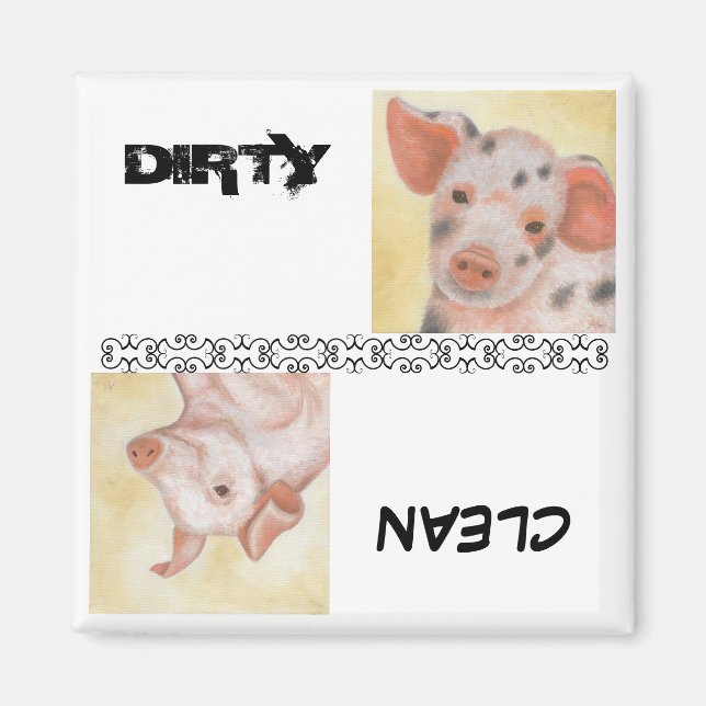 Aimant Lave-vaisselle Piggie propre et sale (Devant)