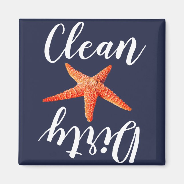 Aimant Lave-vaisselle propre marine et Starfish rouge côt (Devant)