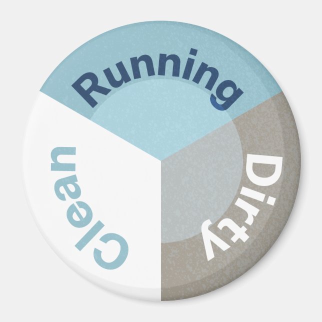 Aimant Lave-vaisselle réversible Couleur bleu sec propre (Devant)