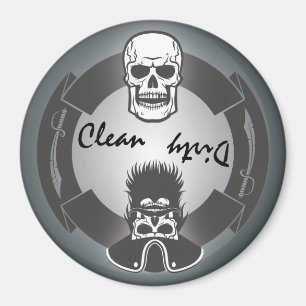 Aimant Lave-vaisselle sale propre squelettique de pirate