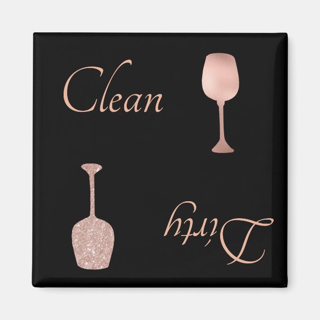 Aimant Lave-vaisselle sale Rose Gold Foil Parties scintil (Devant)