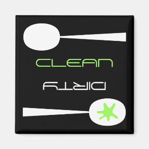 Aimant Lave-vaisselle vert, noir et blanc, propre ou sale