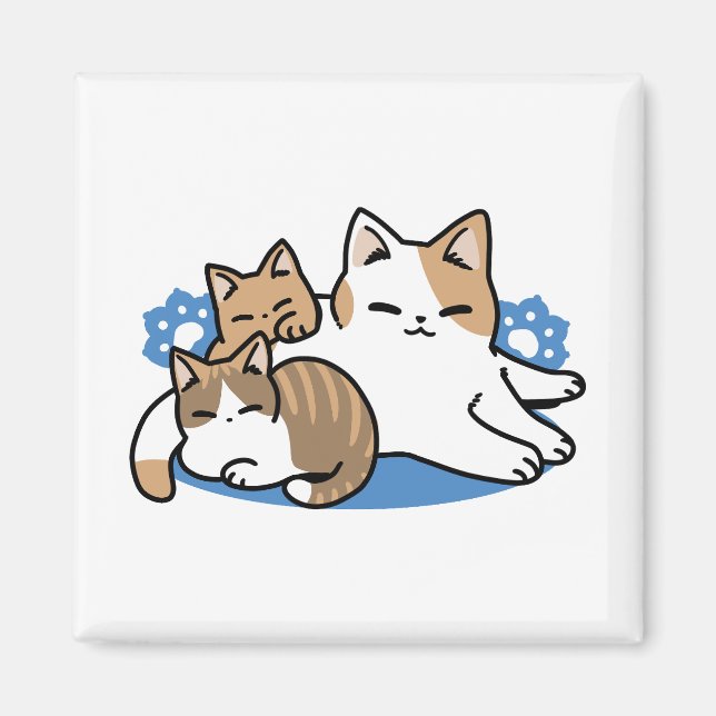 Aimant Laze Furr Days - Cute Lazy Cats Design (Devant)