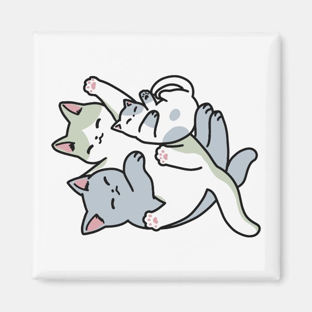 Aimant Laze Furr Days - Cute Lazy Cats Design (Devant)