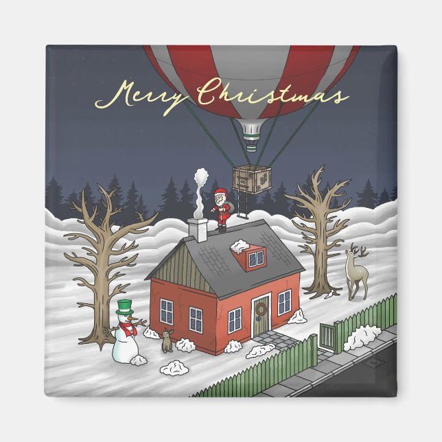 Aimant Le ballon à air chaud fantaisie du Père Noël (Devant)