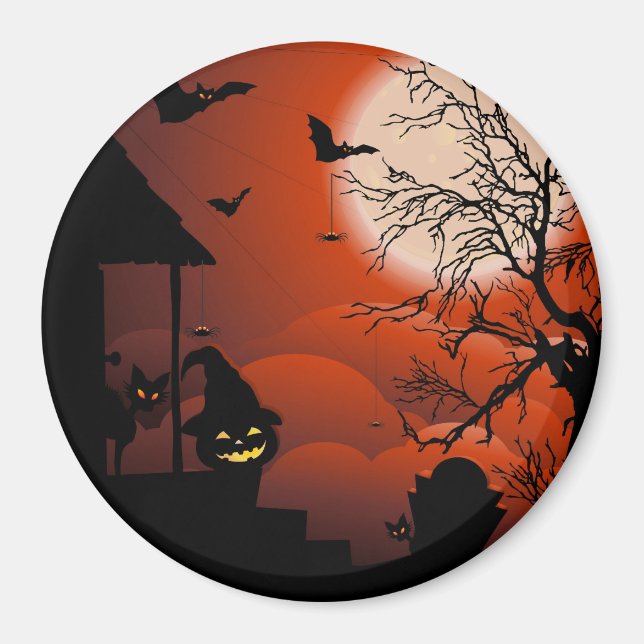 Aimant Le cauchemar de la lune sanglante d'Halloween (Devant)