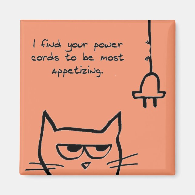 Aimant Le chat aime les cordons de puissance - Amant amus (Devant)