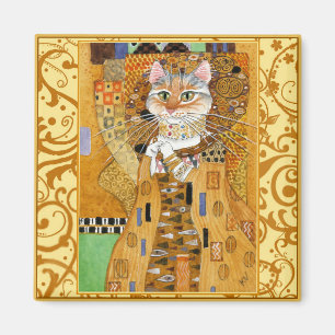 Aimant Le chat de Gustav Klimt en or charrient l'aimant