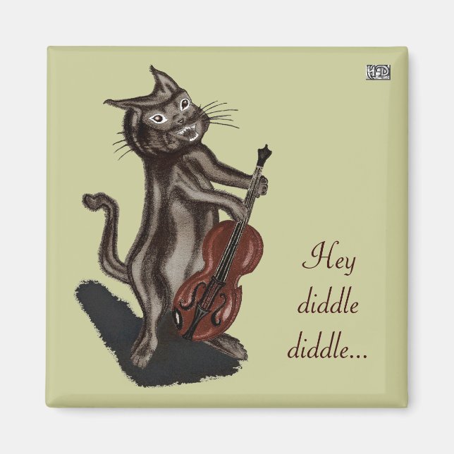 Aimant Le chat et la brosse (Devant)