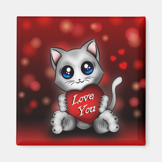 Aimant Le chaton t'aime Magnet (Front)