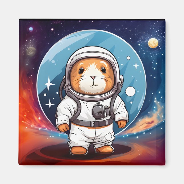 Aimant Le cochon de Guinée dans l'espace (Devant)