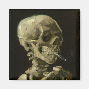 Aimant Le crâne d'un squelette avec la cigarette brûlante