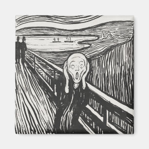 Aimant Le cri d'Edvard Munch noir et blanc