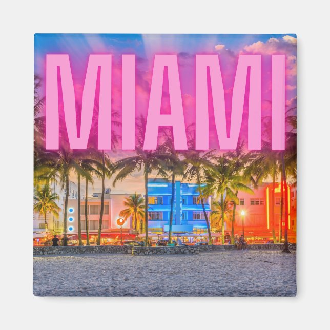 Aimant Le front de mer pittoresque de Neon Miami (Devant)