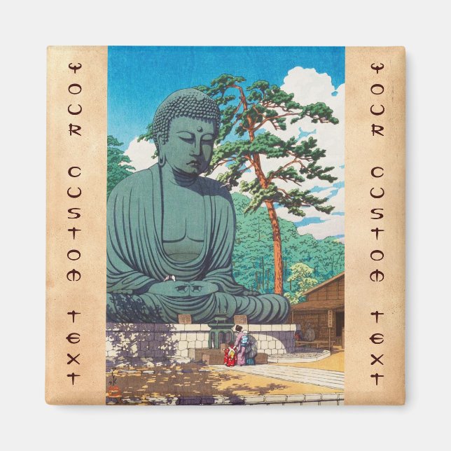 Aimant Le Grand Bouddha à Kamakura Hasui Kawase hanga (Devant)