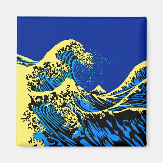 Aimant Le Grand Hokusai Wave de Blue Yellow (Devant)