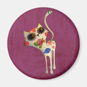 Aimant Le jour du chat mignon blanc mort