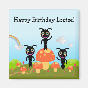 Aimant Le joyeux anniversaire indique les fourmis