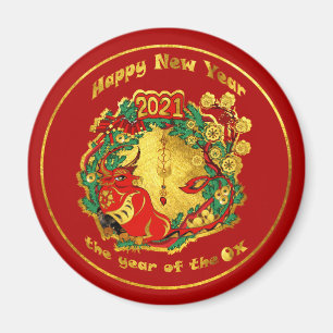 Aimant Le Joyeux Nouvel An chinois du boeuf