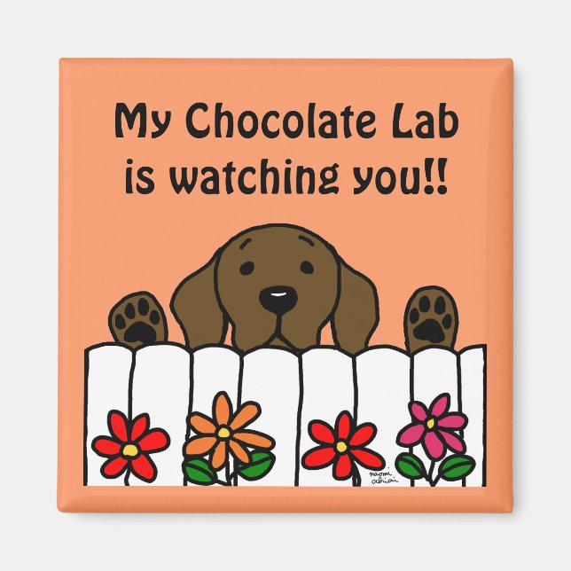 Aimant Le Labrador du chocolat vous observe (Devant)