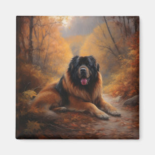 Aimant Le Mastiff tibétain en automne les feuilles automn