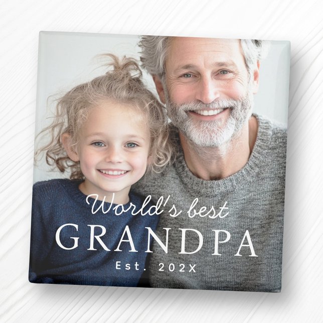 Aimant Le meilleur grand-père du monde photo de l'année d (World's best grandpa grandfather est year photo magnet)