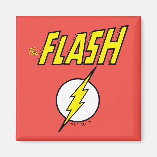 Aimant Le nom Flash et logo d'éclair (Devant)