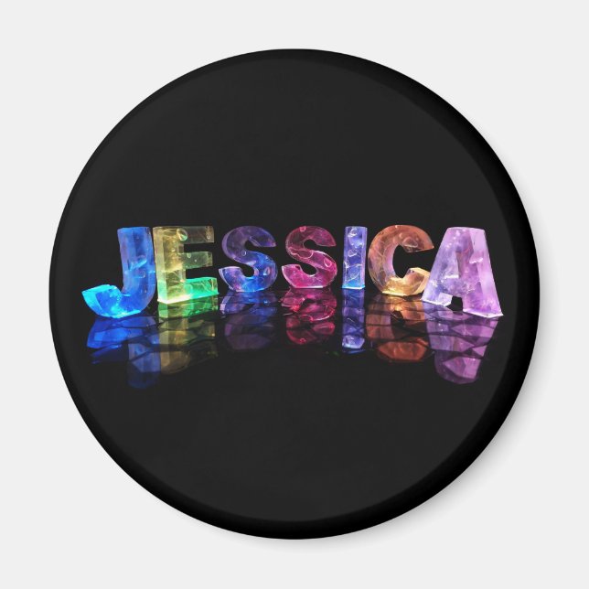 Aimant Le nom Jessica en lumières 3D (photo) (Devant)