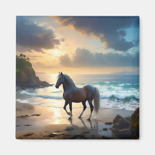 Aimant Le Palomino Horse Sur La Plage,