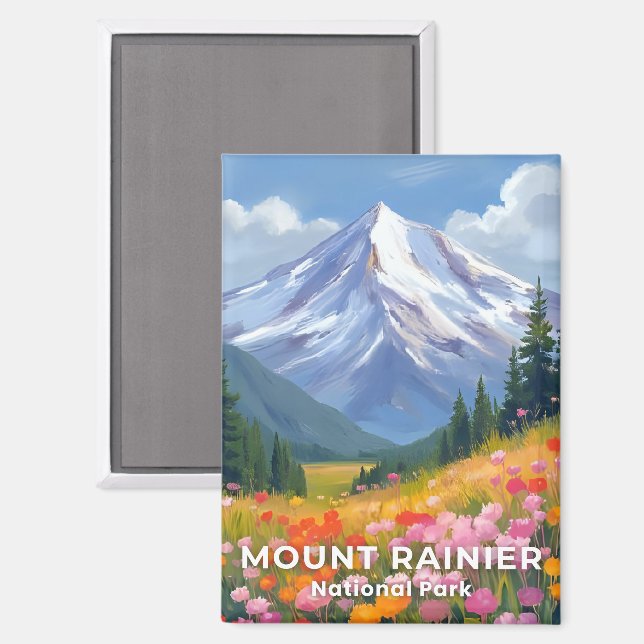 Aimant Le Parc national du Mont Rainier | Washington Trav (Recto/Verso)
