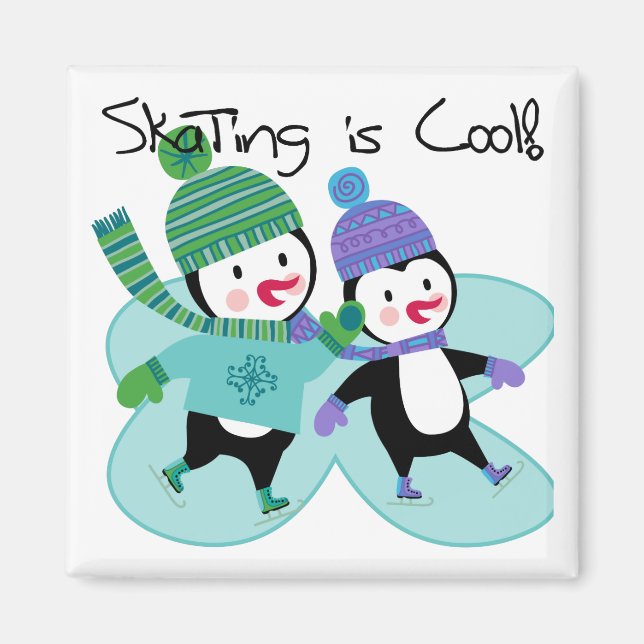 Aimant Le patinage de pingouins est frais (Devant)