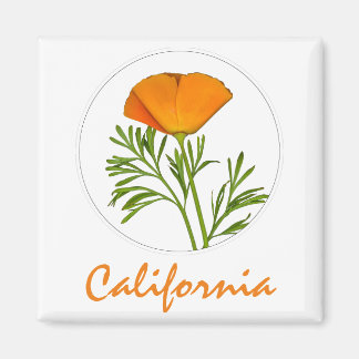 Aimant Le pavot de Californie dans un cercle, Texte "Cali
