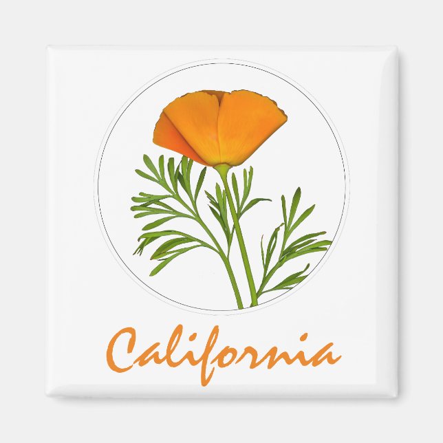 Aimant Le pavot de Californie dans un cercle, Texte "Cali (Devant)