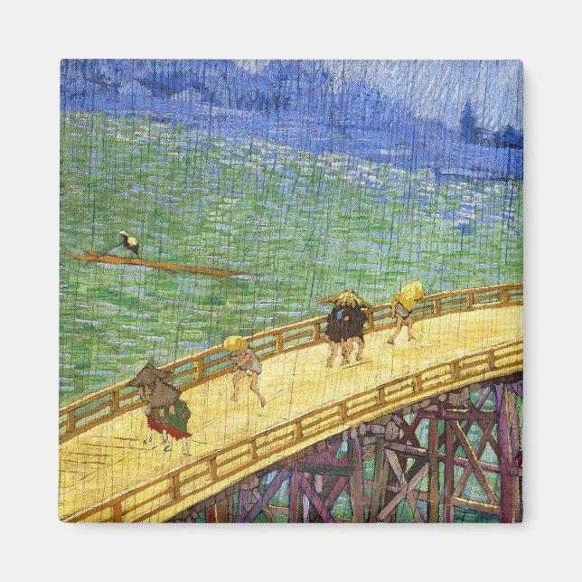 Aimant Le pont dans la pluie Vincent van Gogh art (Devant)